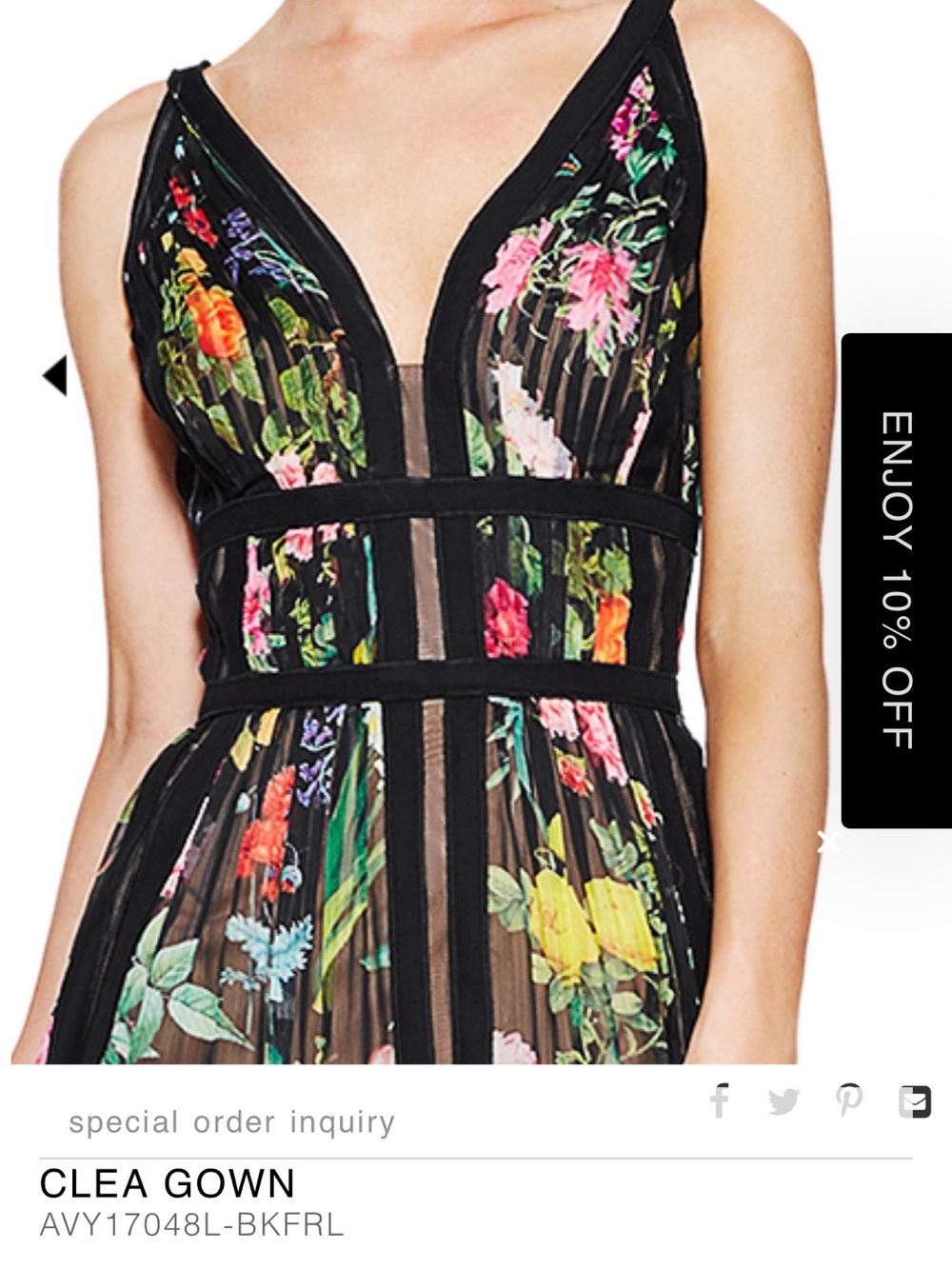 Tadashi Shoji ‘ Clea’ Black Floral Gown originally $837 - Picture 3 of 11